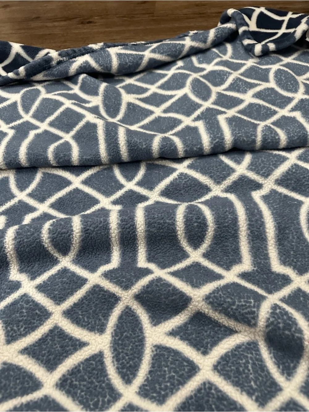 Plush Navy and White Geometric Throw Blanket